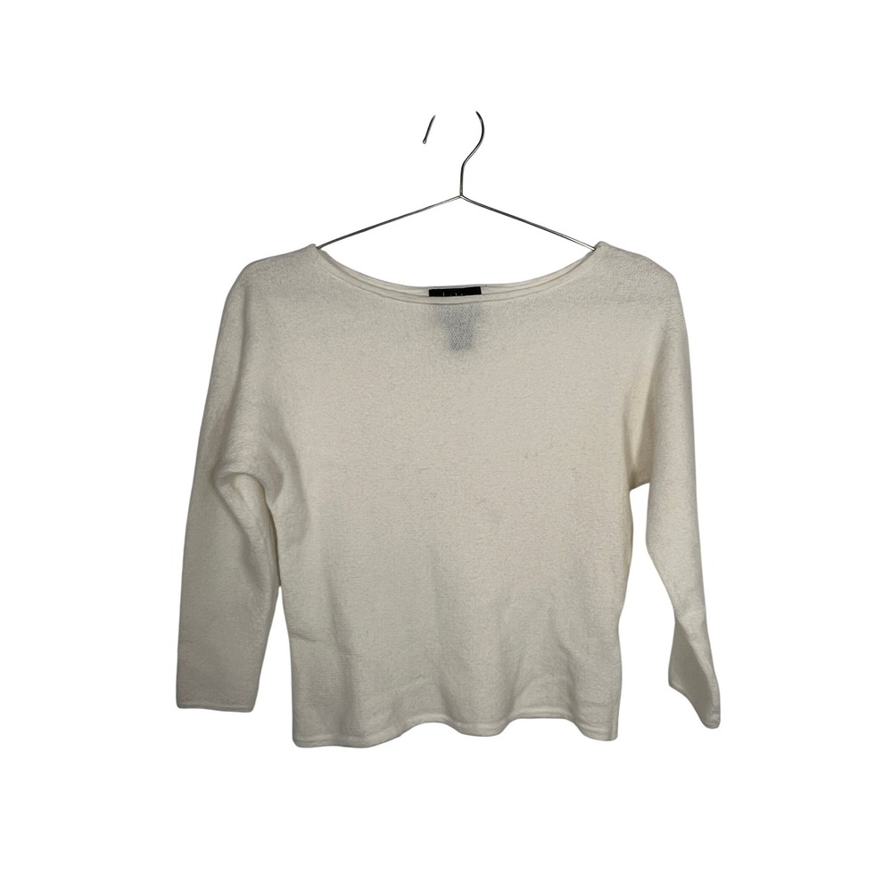 Cream Merino Wool Sweater Nicole Miller Boatneck Minimalist‎ Cream Top Medium